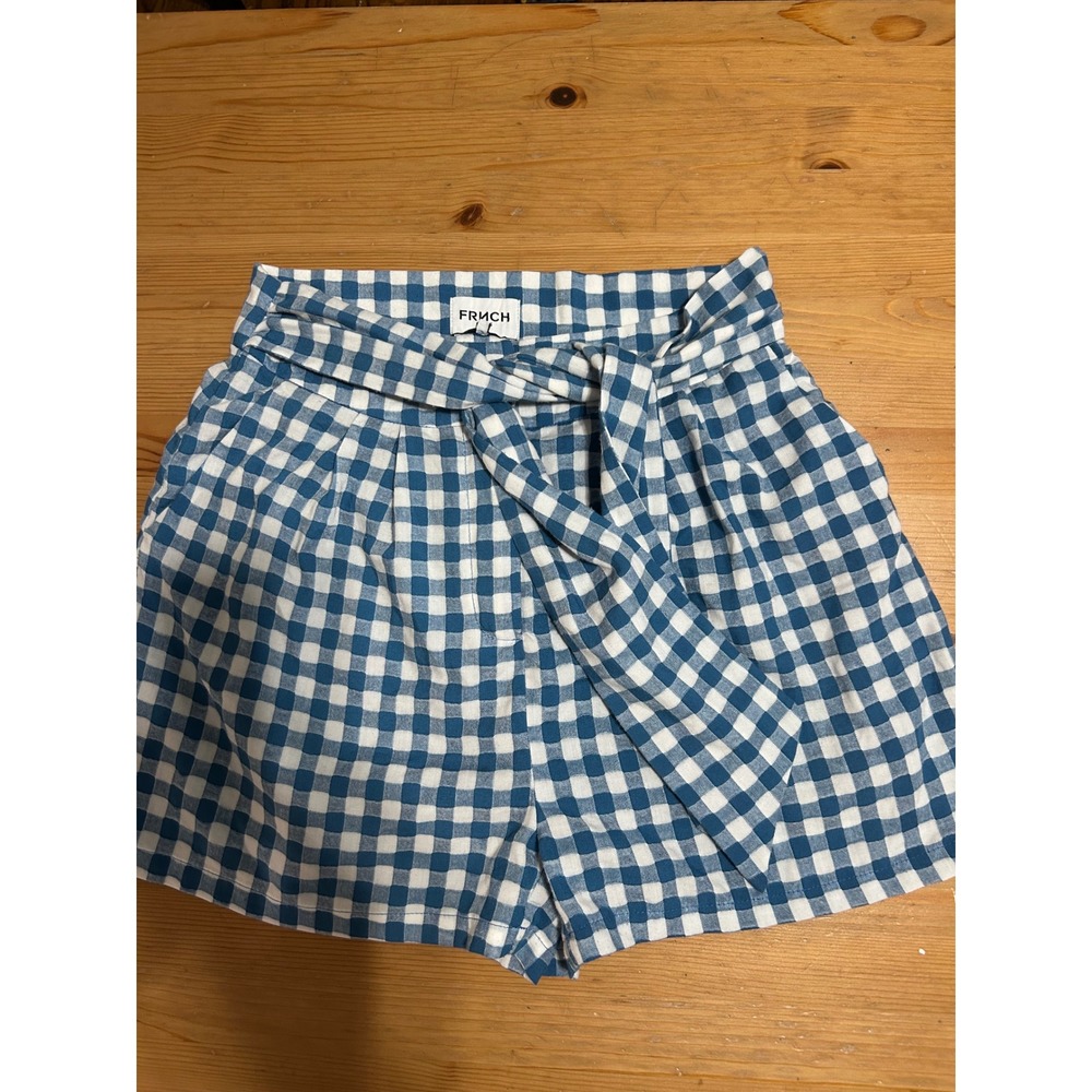 FRNCH Paris Blue Gingham High Waisted Retro Picnic Frenchgirl Shorts Women Med